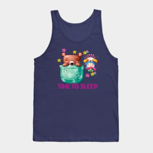 Cute Bear Animal  Sleep Design Tank Top